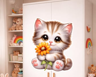 Clipart PNG di un gattino carino, decorazioni murali per la cameretta dei bambini, decorazioni per baby shower, adesivi per bambini, lavoretti stampabili