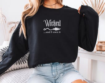 Embroidered Halloween Sweatshirt, Witch Shirt, Witchy Fall Sweater, Minimal Halloween Costume, Spooky Season Top