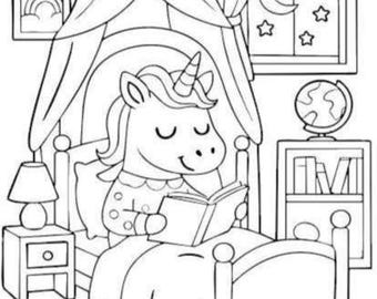 Classic coloring pages fof kids; Unicorns printable PDF coloring pages for kids; Fun and easy coloring; Printable coloring book; Coloring
