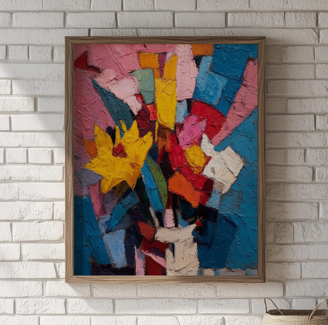Bold Cubist Floral Arrangement - Modern Abstract Flower Painting ...