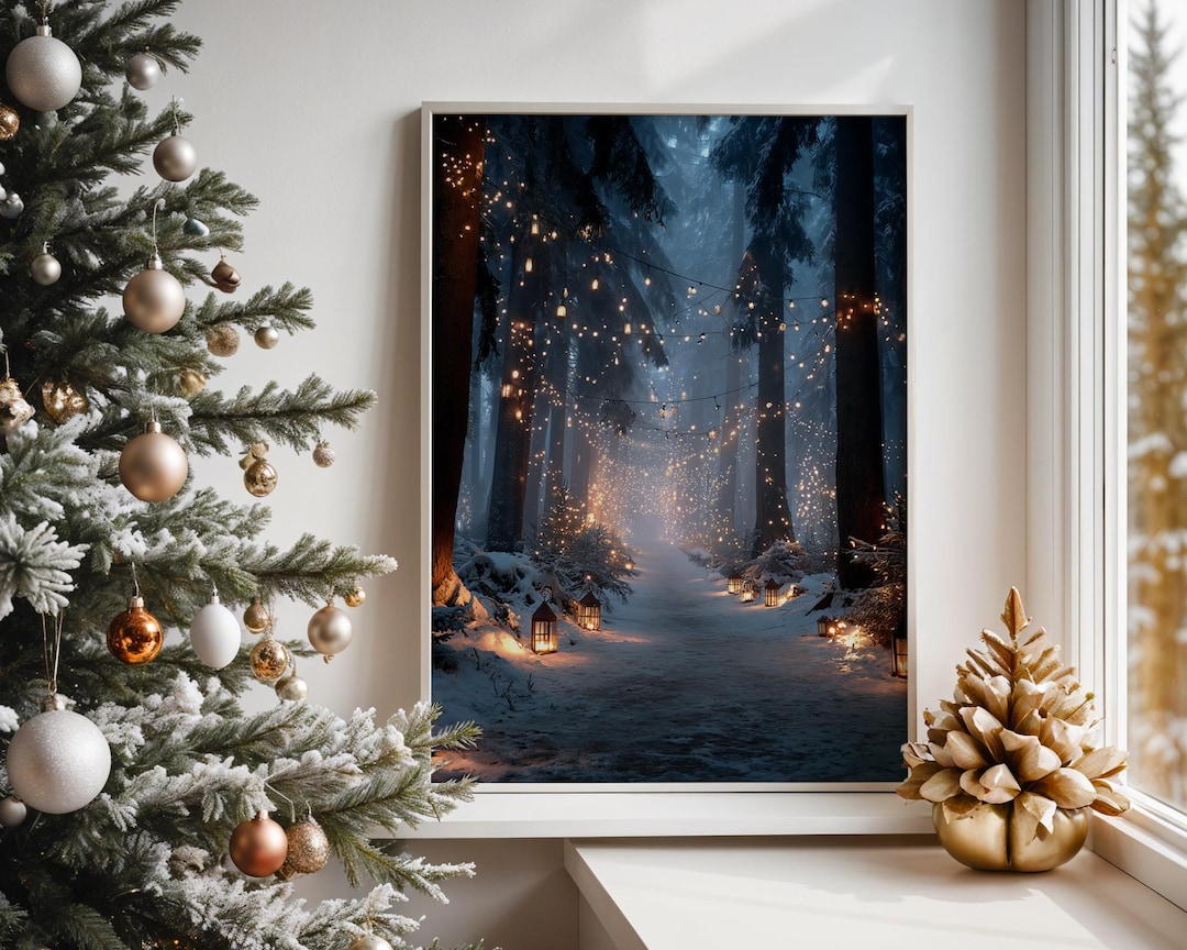Magical Winter Forest at Night Printable - Enchanted Snowy Scene ...
