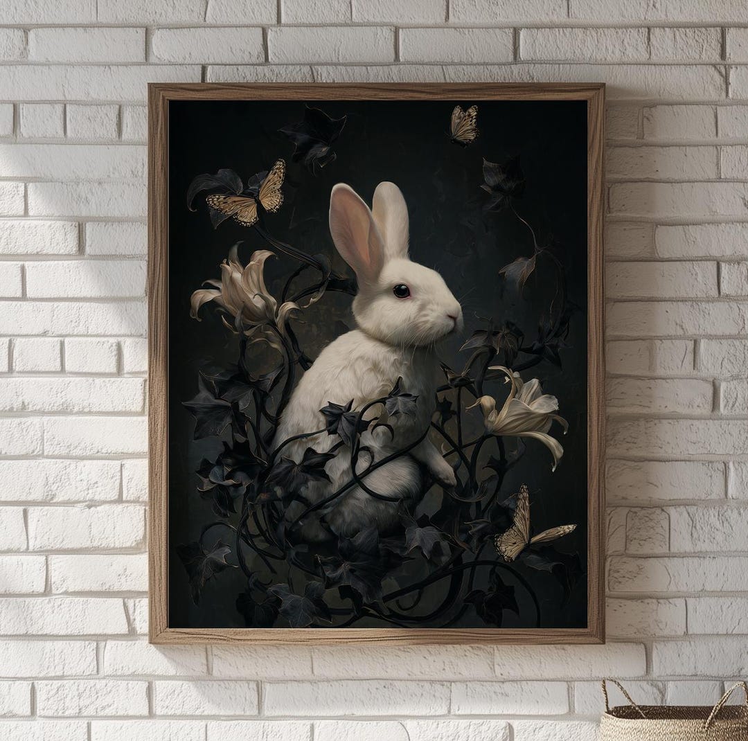 Moody Gothic Rabbit Portrait - Dark Fantasy Printable Art, Realistic ...