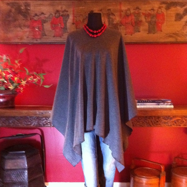 Charcoal Grey Fleece Belle Poncho