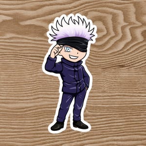 Chibi Gojo Sticker – Jujutsu Kaisen Anime Vinyl Decal | Cute JJK Manga Laptop & Water Bottle Sticker