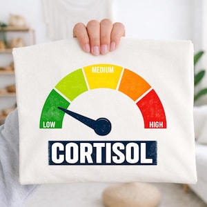 Medidor de nivel de estrés de CORTISOL PNG, camiseta divertida con humor sobre hormonas, diseño minimalista para frikis médicos, camiseta gráfica para concienciar sobre el estrés