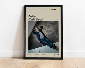 Poster van Better Call Saul, poster van Saul Goodman in zijn kantoor, muurdecoratie met de tv-serie over een advocaat, moderne minimalistische serieposter.
