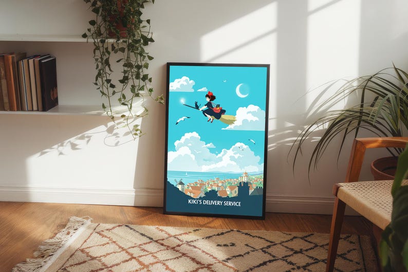 a poster of a man on skis flying through the air