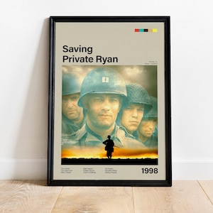 Saving Private Ryan Poster, WWII Movie Art Print, Tom Hanks War Film Poster, Historical Drama Wall Decor