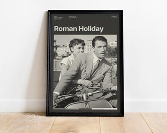 Plakat filmowy „Rzymskie wakacje”: Audrey Hepburn, dekoracja filmowa w stylu retro