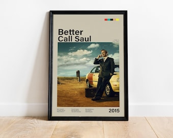Poster van Better Call Saul, poster van Saul Goodman in zijn kantoor, muurdecoratie met de tv-serie over een advocaat, moderne minimalistische serieposter.