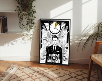 Plakat Threat Level Midnight, Fan Art The Office, Wydruk filmu Michaela Scotta, Sztuka ścienna komediowa, Zabawny wystrój programu telewizyjnego, Prezent biurowy