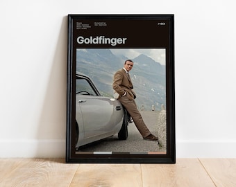 Goldfinger Movie Poster, James Bond Vintage Wall Art, Sean Connery 007 Print, Iconic Spy Film Decor, Classic Cinema Gift For Him
