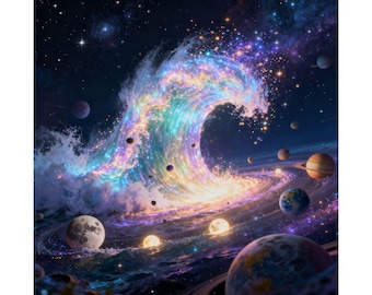 Poster „Kosmische Wellengalaxie“ (Matt) | Wandbild „Weltraumplaneten“