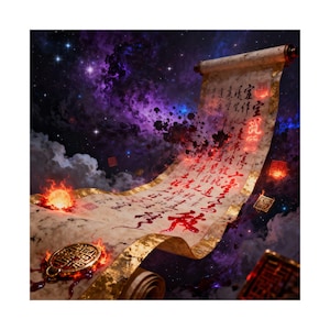 Förbjuden kosmisk ödesrulle - Kosmisk surrealismkonst