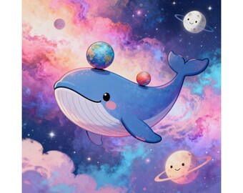 Weltraumwal-Poster | Niedliche Galaxie-Wanddeko fürs Kinderzimmer