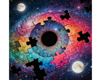 Kosmisches Puzzle Auge Galaxie Surrealismus Art