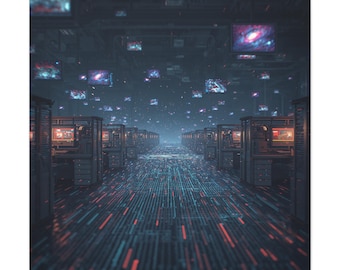 Surreal Cyberpunk Office Art: Dreamcore Galaxy Print