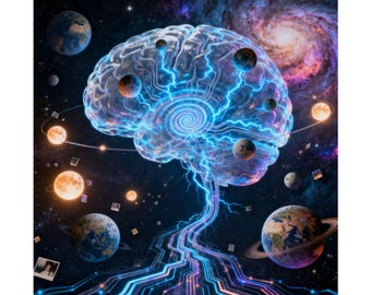 Poster „Kosmisches Gehirnspirale“ (Matt) | Wandbild: Neuronale Schaltkreise im Weltraum | Planeten-Wandkunst