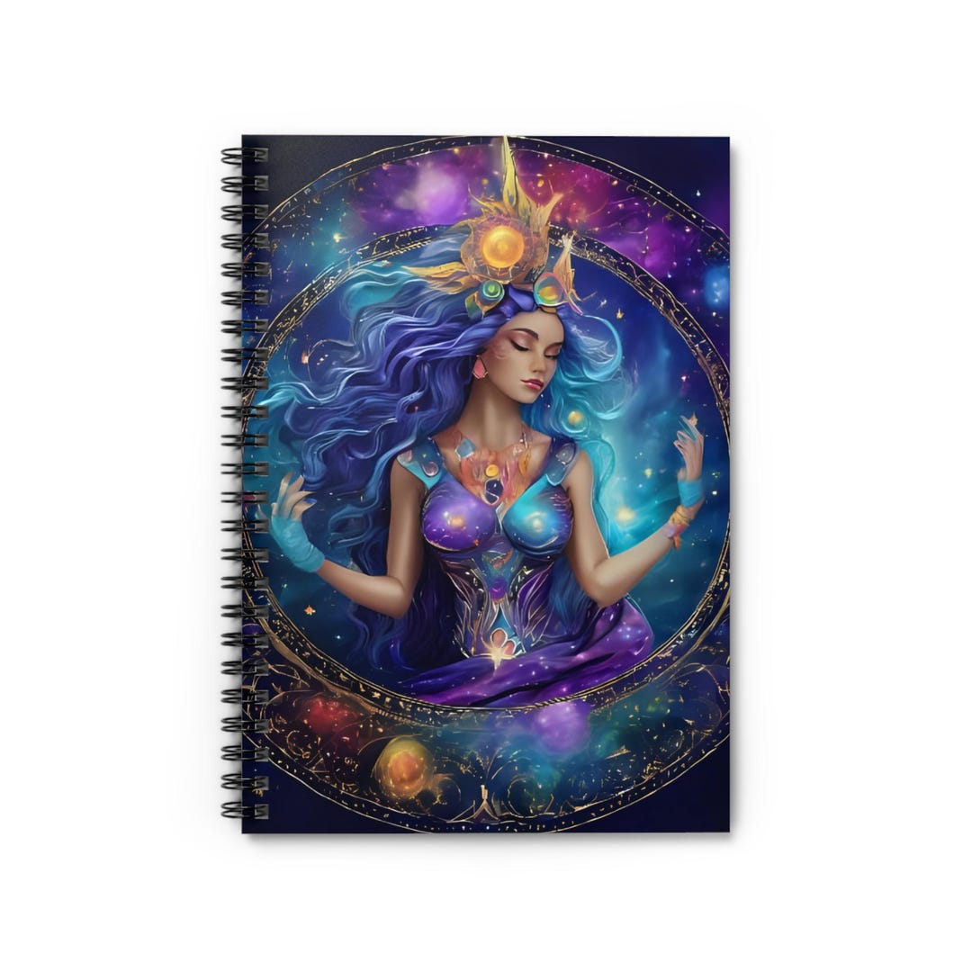 Celestial Goddess Spiral Notebook - Ruled Lines, Cosmic Dream Journal ...