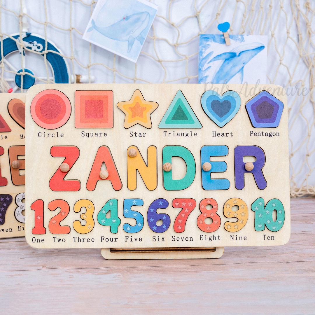 Custom Wooden Name Puzzle: Personalized Toddler Gift, Educational Toy ...