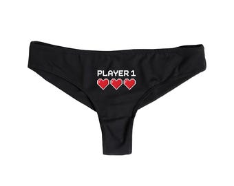 Player 1 Pixel Heart Gamer Bikini Bottom