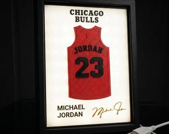 Michael Jordan Jersey 3D LED Light Box – Chicago Bulls Basketball Decor