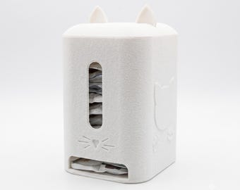 Cat Food Pouch Organizer Dispenser, 3D Printed Wet Cat Food Holder, Pet Food Storage Box with Lid, Cat Lover Gift, Kitchen Counter Decor