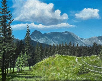 オリジナル油絵、西海岸ロッキー山脈、70 x 50 cm、2009217 - Etsy 日本