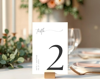 Wedding Reception Table Numbers | Minimalist Printable Table Number Cards