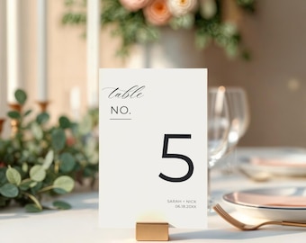 Editable Wedding Table Numbers | Wedding Reception Table Signage