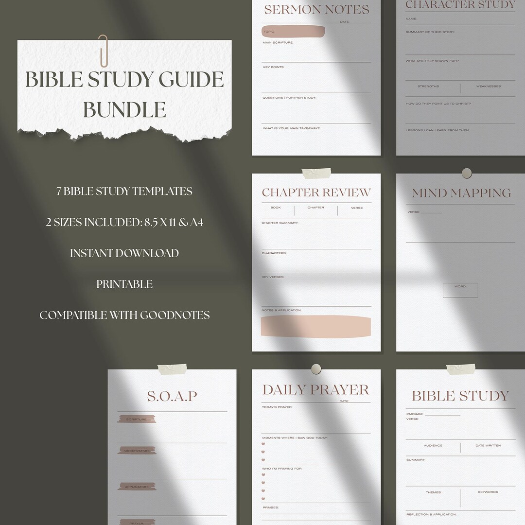 Bible Study Template Bundle | Printable Bible Study Journaling Guide ...