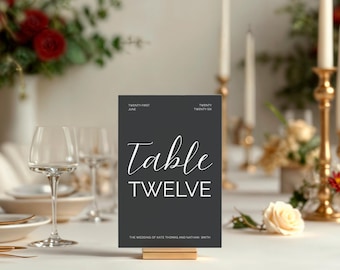 Editable Wedding Table Numbers | Wedding Reception Table Signage