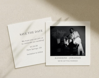 Editable Save the Date Template | Elegant Polaroid Wedding Save the Date | Printable Digital Invite | Instant Download