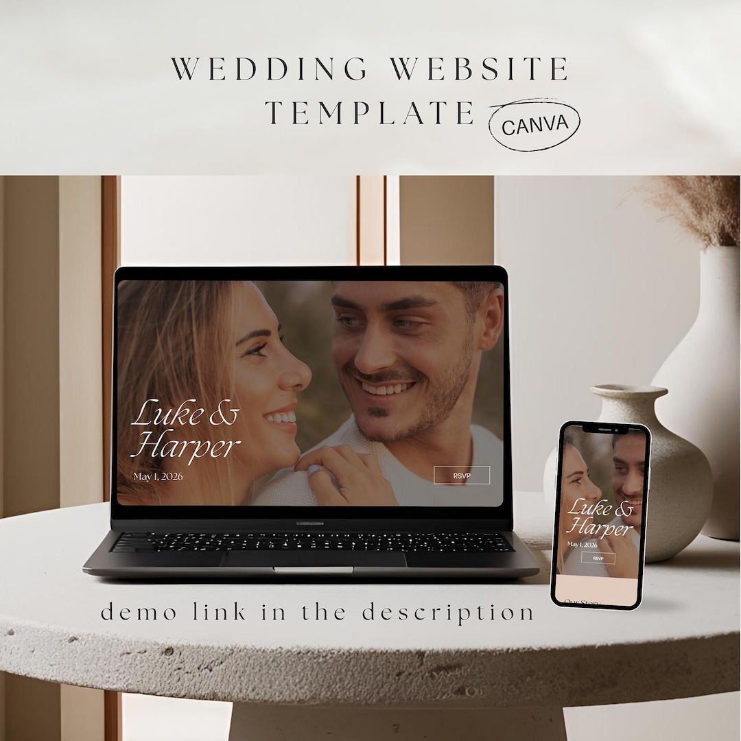 Editable Wedding Website Canva Template Modern Wedding Site + RSVP