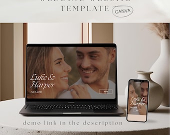 Editable Wedding Website Canva Template | Modern Wedding Site + RSVP + Info Pages | Instant Download Digital Wedding Website