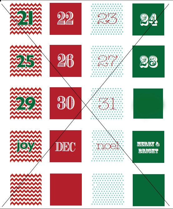 printable advent calendar numbers with activities 15 etsy
