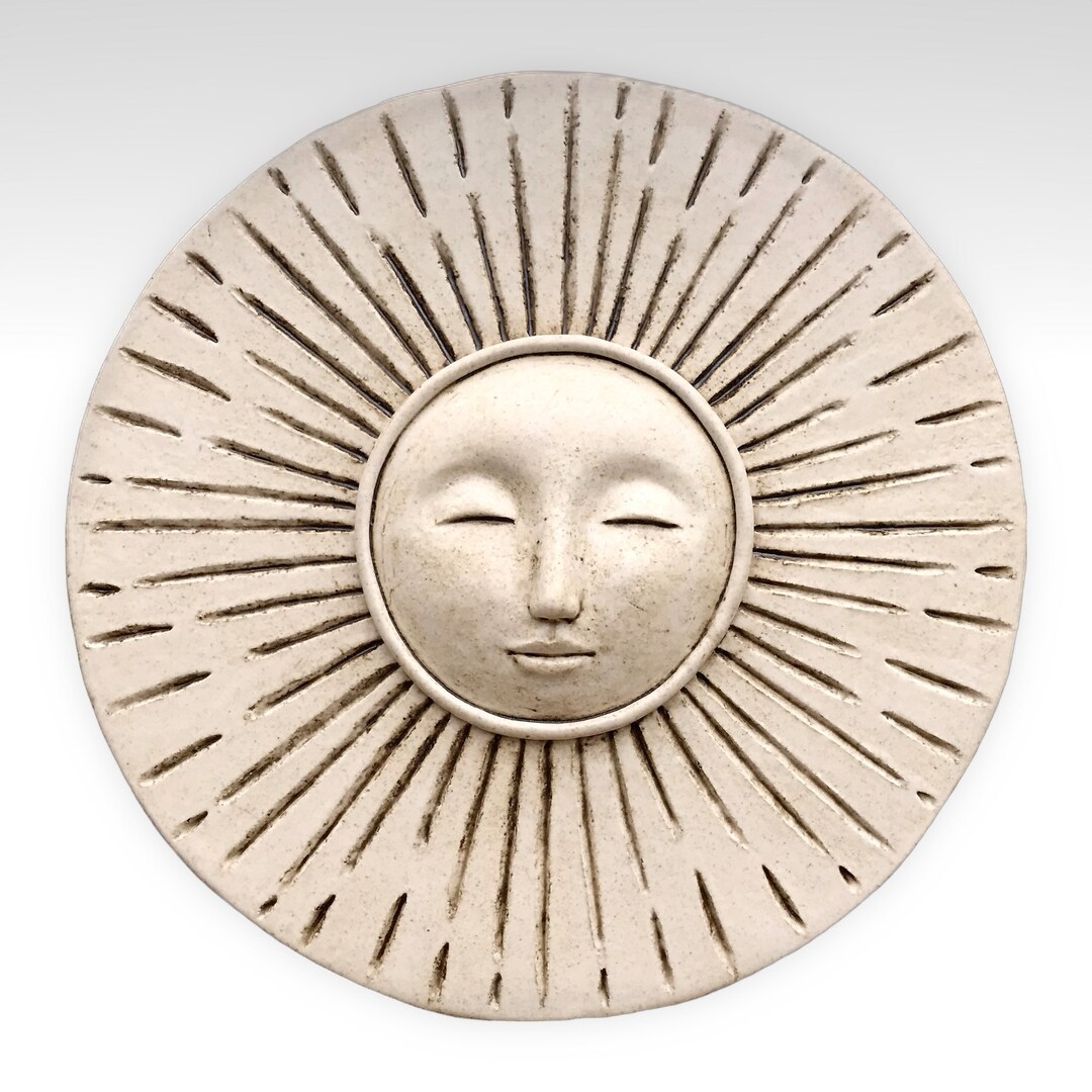 8 Ceramic Sun Face Sculpture Sun Wall Decor Clay Wall Etsy