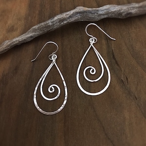 Sterling Silver Teardrop Spiral Earrings