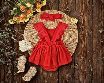 Baby Girl Summer Dress: Cotton Sleeveless Romper with Lace Childrens Kids
