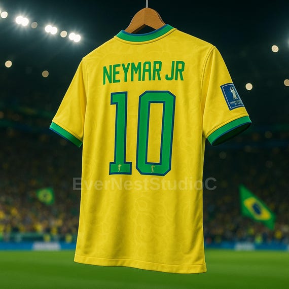 Neymar Brazil Soccer Jersey 2025 Fan Edition – Yellow Green