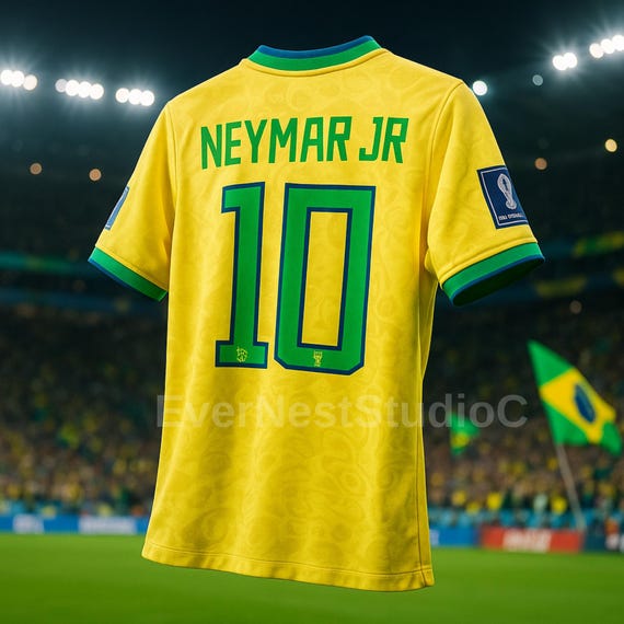 Neymar Brazil Soccer Jersey 2025 Fan Edition – Yellow Green