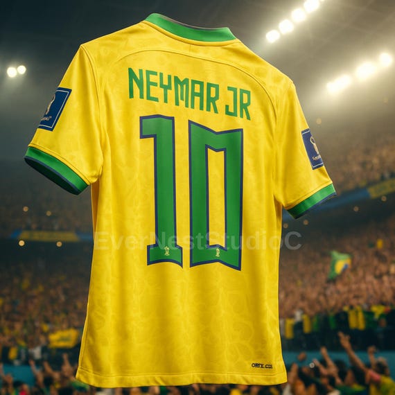 Neymar Brazil Soccer Jersey 2025 Fan Edition – Yellow Green