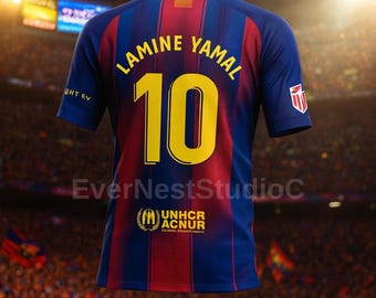 Yamal 10 Soccer Jersey 2025/26 – Premium Youth and Adult Football Outfit – Blue and Red Match Shirt Gift for Fans
