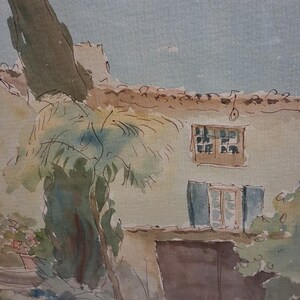 Vintage Original Painting British Artisr Ernest Fedarb 32x37 cm, watercolour with ink, signed, framed image 5