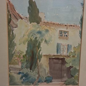 Vintage Original Painting British Artisr Ernest Fedarb 32x37 cm, watercolour with ink, signed, framed image 6