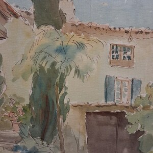 Vintage Original Painting British Artisr Ernest Fedarb 32x37 cm, watercolour with ink, signed, framed image 3