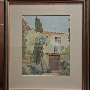 Vintage Original Painting British Artisr Ernest Fedarb 32x37 cm, watercolour with ink, signed, framed image 18