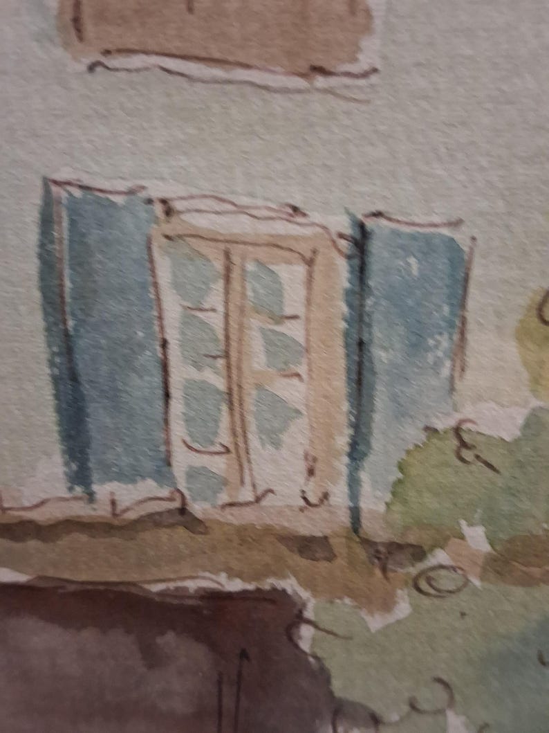 Vintage Original Painting British Artisr Ernest Fedarb 32x37 cm, watercolour with ink, signed, framed image 15
