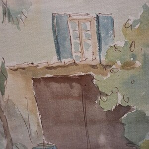 Vintage Original Painting British Artisr Ernest Fedarb 32x37 cm, watercolour with ink, signed, framed image 11