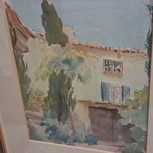 Vintage Original Painting British Artisr Ernest Fedarb 32x37 cm, watercolour with ink, signed, framed image 4